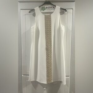 Pappagallo White Dress with Gold Detailing
